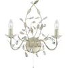Image de Searchlight - Applique floral almandite - 2L 2 branches métal crème doré avec feuille et cristal E14 2x60w max avec interrupteur