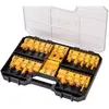 Image de Dewalt   Coffret de fraises pour défonceuse DT90017QZ   22 unités   Tige de 8 mm   Pour bois, MDF et stratifiés   Mallette de rangement incluse