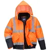 Image de Blouson Haute Visibilité imperméable Portwest matelassé classe 3 Orange / Marine m