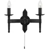 Image de Searchlight - Applique Double branches cartwheel ii - 2L fer forgé noir, E14 2x60w max avec interrupteur.