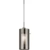 Image de Suspension duo 2 - 1L argent satiné avec double verre diffuseur extérieur fumé, intérieur givré E14 60w maxi