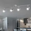 Image de Plafonnier Lampe de plafond Spot de salle à manger Lampe de salon, 4 flammes Spots mobiles, métal chromé, led 4W 1400Lm blanc chaud, LxLxH 77x9x13cm