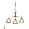 Image de Suspension bistro ii 3L métal Laiton antique, verre prismatique style Holophane E27 max 3x60w Diam 56cm