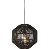 Image de WICKER 1LT Suspension metal noir mat, abatjour corde naturelle Noir E27 Max 60w Diam 30cm