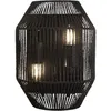 Image de Searchlight - wicker 2LT Applique double metal noir mat, abatjour corde naturelle Noir E27 Max 2x60w