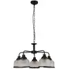 Image de Searchlight - Suspension 5L highworth Métal noir mat et verre style Holophane, E27 max 5x60w Diam 58cm