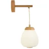 Image de Searchlight - Applique ella 1L Bois et métal avec abatjour verre opale cotelé E14 1x40w Max Largeur 15cm hauteur 35cm