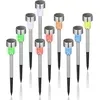 Image de Lot de 10 lampes solaires d'extérieur étanches à led en acier inoxydable pour terrasse, pelouse, cour et paysage, multicolores