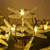 Image de Lumineuse Solaire 50 led Libellule Guinguette Extérieur Blanc Chaud Flash Libellule Lampe Solaire Décoration avec 8 Modes Lumière Eclairage Etanche