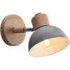 Image de Applique Murale Rétro E27 Intérieur Lampe Murale Fer Forgé Bois Luminaire Murale Gris Chambre Salon Couloir Ø15CM - 1Pcs