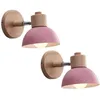 Image de Applique Murale Rétro E27 Intérieur Lampe Murale Fer Forgé Bois Luminaire Murale Rose Chambre Salon Couloir Ø15CM - 2Pcs