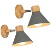 Image de Appliques Murales Vintages Industrielles Lampe Murale en Métal et Bois Suspension Luminaire Réglable Gris Ø17,5CM - 2Pcs