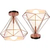 Image de E27 Plafonnier Moderne Lampe de Plafond Abat-jour Diamant en Métal Tissu Suspension Luminaire Créatif Ø25CM Rose Doré - 2Pcs