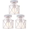 Image de Plafonnier Industrielle Vintage Lampe de Plafond Cage en Métal Suspension Luminaire E27 Blanc Ø15CM pour Salon Chambre Café Bar - 3Pcs