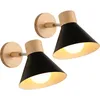 Image de Appliques Murales Vintages Industrielles Lampe Murale en Métal et Bois Suspension Luminaire Réglable Noir Ø17,5CM - 2Pcs
