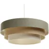 Image de Lampe suspendue boho élégant E27 1x40w tissu structuré sur PVC en plastique gris, beige, blanc h: 90cm Ø40 cm dimmable