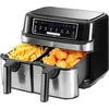 Image de Air Fryer Avec Double Compartiment, Friteuse Sans Huile 9L Avec 8 Programmes 2600W, Friteuse À Air Chaud, Fonctions Match Coo