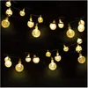 Image de Guirlande Solaire Extérieure, 4.5m 30 led Guirlande Lumineuse Boules Cristal avec 2 Modes d'éclairage Lumière Décoration pour Noël, Arbre, Jardin,
