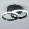 Image de Comely - Plafonnier led 2 Anneaux, Style Moderne, Éclairage d'Allée pour Entrée, Balcon, Couloir, Cuisine, Salon, 22W - Noir - Lumière Blanche 6500K