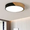 Image de Comely - Plafonnier led Bois, 30 w 3300 lm Noir Luminaire Plafonnier led, Moderne Rond Lampe de Plafond Ultra-minces en Bois pour Salon Cuisine