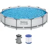 Image de Bestway Steel Pro Max Frame Kit de Piscine avec Pompe à Filtre Ø 366 x 76 cm Gris Clair Rond en occasion ou reconditionné