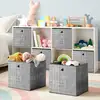 Image de Boîtes de rangement pliables, lot de 6, Cubes, Bacs, Paniers, Coffres, en tissu non-tissé, 30 x 30 x 30 cm, pour jouets, vêtements, Gris Chiné