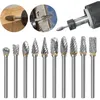Image de 10Pcs Fraise Metal pour Fraiseuse Double Coupe de Tungstène Fraises Rotatives Fraise Meuleuse Droite pour Outils Rotatifs Traitement Meulage Gravure