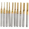 Image de 10pcs Fraise en Bout en Carbure Cémenté à Gravure Bits Sculpture Perceuse Outils Endated Mill 0.8-3.17mm - Sollbry