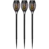 Image de Kit de bornes solaires Flame Mini, 3 pièces, noir, led, capteur crépusculaire, jaune, effet scintillant, extérieur, 40 cm - Star Trading