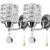 Image de 2X-Applique Murale D'Intérieur Moderne Lampe Murale En Cristal Applique Murale Cylindrique Créative Pour Salon, Chambre à Coucher, Argent