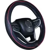 Image de Couvre Volant de Voiture en Cuir Microfibre 15 Pouces (Noir Rouge) - Shining House