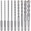 Image de Lot de 9 forets SDS-Plus pour perceuse à percussion électrique pour percer la pierre, le béton, les murs de brique, les carreaux de céramique (5, 6,