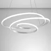 Image de Gea Luce - Diva - Suspension led dimmable 47W - en aluminium blanc satiné, lumière chaude 3000K, anneaux entrelacés d.65cm