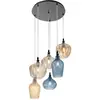 Image de Gea Luce - Cleofe - Lustre à suspension 6 lumières en verre ambre, ocre et cobalt - 6XE27 max 6X60W, et élégant