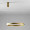Image de Lustre moderne gea luce criseide s 1p led suspension anneau plafonnier, finition métal oro spazzolato