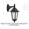 Image de Lanterne Berlin avec bras 60W aluminium noir avec lampe de jardin en verre