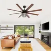 Image de Ventilateur plafond industriel 168 cm   Moteur DC silencieux, lumière E27 verre métal dimmable 3000K, mémoire, minuterie 1/4/8 h, 6 vitesses   Noir