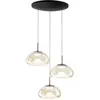 Image de Brena - Suspension Fabas Luce 3 lumières circulaire - led 30W dimmable - Cognac Rosace ronde d.35cm