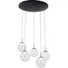 Image de Ariel - Suspension circulaire Fabas Luce 5 lumières - led 35W dimmable - Rosace ronde transparente d.50cm