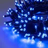Image de Chaine chaine 12,8 mt se'rie 320 lumie'res de Noel led 5 mm bleu reflex avec 8 jeux lumineux et cable me'moire vert pour exte'rieur et inte'rieur Blu