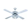 Image de Effe - Ventilateur de plafond Country 70W 3 pales en imitation bois quatre lampes 3 vitesses 130 cm blanc avec marche arrie're