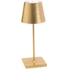 Image de Lampe de table LED rechargeable et dimmable Zafferano Poldina Pro Mini Gold Leaf avec une autonomie allant jusqu'à 12 heures