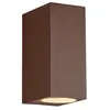 Image de Applique extérieure en fonte d'aluminium carrée rouillée Roya à double émission IP44 H.15cm
