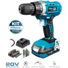 Image de EDM - Kit Perceuse Visseuse Avec 40 Accessoires 20v Avec Batterie Et Chargeur Koma Tools