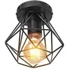Image de Wottes - Plafonnier Industriel Lampe Suspension Luminaire Forme Diamant en Métal E27 Ø16CM Noir pour Chambre Salon Bar - 1Pcs