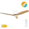 Image de EDM - Ventilateur de plafond intelligent Kasama avec lumière led dimmable et télécommande (40W 3CCT 1534lm) effet blanc et bois