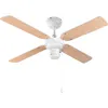 Image de PrimeMatik - Ventilateur de plafond réversible blanc/bois avec commande 3 vitesses 50 W avec fonction hiver et été