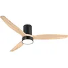 Image de Primematik - Ventilateur de plafond à pales claires et couleur bois avec télécommande et Wi-Fi, mode été/hiver, 6 vitesses programmables 30W 132 cm