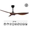Image de Ventilateur de plafond Helix III Wood 132 cm   Moteur DC ultra puissant   6 vitesses   LED dimmable 3 tons   Thermostat intégré   Klassfan