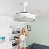 Image de Ventilateur de Plafond avec Lumière LED et 4 Pales Rétractables Keteez InnovaGoods Blanc 72 W Ø49-104 cm